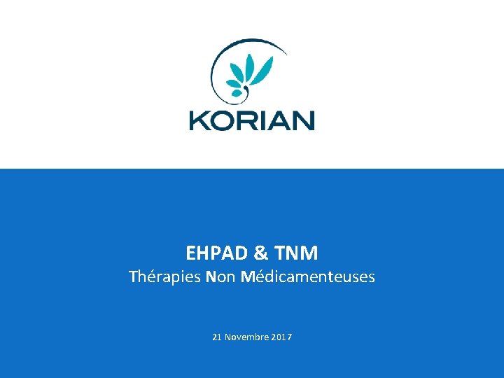 EHPAD & TNM Thérapies Non Médicamenteuses 21 Novembre 2017 