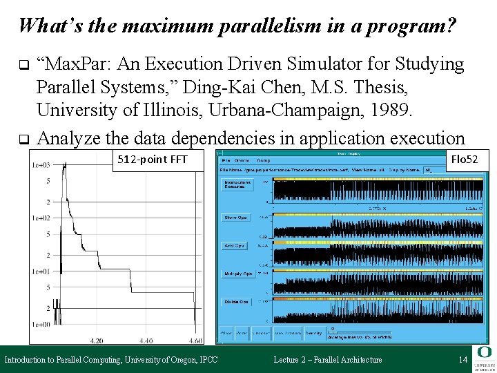 What’s the maximum parallelism in a program? q q “Max. Par: An Execution Driven