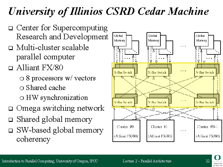 University of Illinios CSRD Cedar Machine q q q Center for Supercomputing Research and