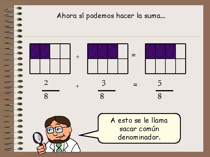 Ahora sí podemos hacer la suma. . . = + 2 8 + 3