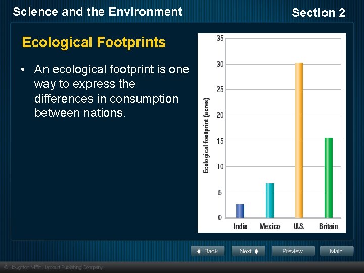 Science and the Environment Ecological Footprints • An ecological footprint is one way to