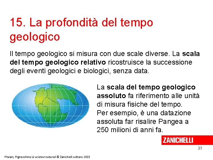 15. La profondità del tempo geologico Il tempo geologico si misura con due scale 15. La profondità del tempo geologico Il tempo geologico si misura con due scale