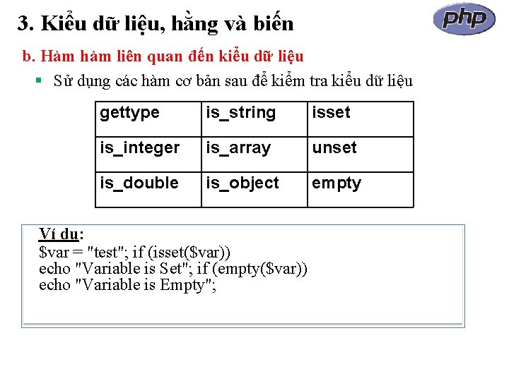 3. Kiểu dữ liệu, hằng và biến b. Hàm hàm liên quan đến kiểu