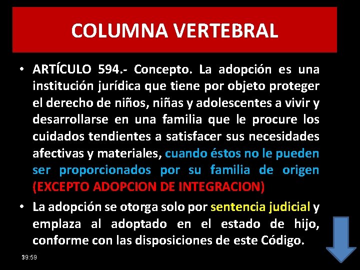 COLUMNA VERTEBRAL • ARTÍCULO 594. - Concepto. La adopción es una institución jurídica que