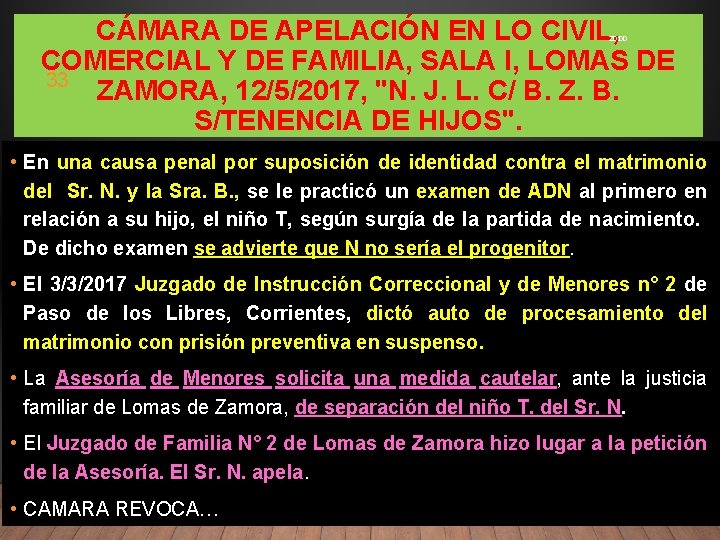 CÁMARA DE APELACIÓN EN LO CIVIL, COMERCIAL Y DE FAMILIA, SALA I, LOMAS DE