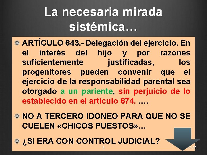 La necesaria mirada sistémica… ARTÍCULO 643. - Delegación del ejercicio. En el interés del
