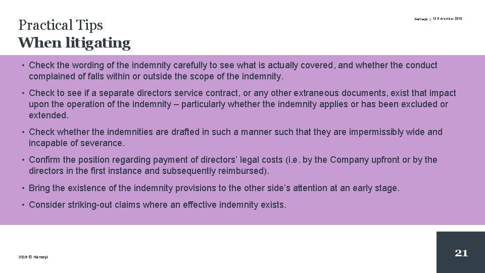 Practical Tips When litigating Harneys | 13 November 2019 • Check the wording of