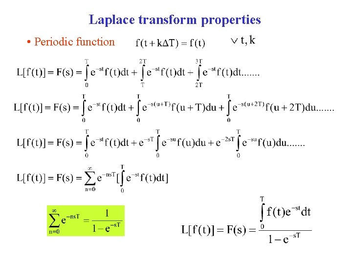 Laplace transform properties • Periodic function 