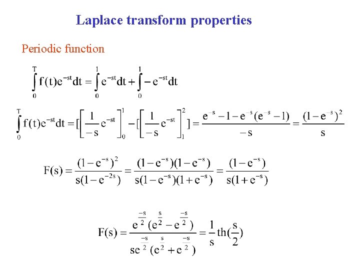 Laplace transform properties Periodic function 