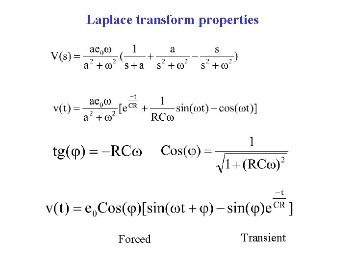 Laplace transform properties Forced Transient 