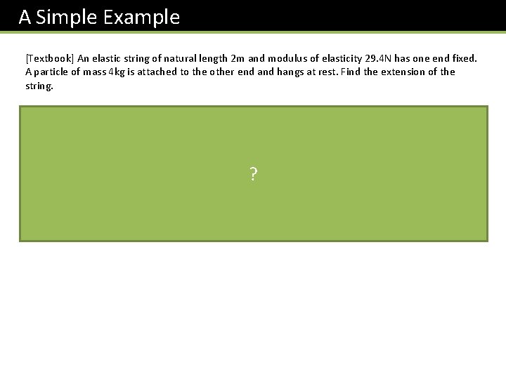 A Simple Example [Textbook] An elastic string of natural length 2 m and modulus