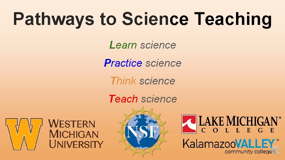 Pathways to Science Teaching Learn science Practice science Think science Teach science 