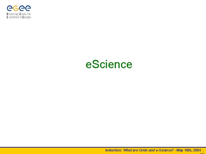 e. Science Induction: What are Grids and e-Science? –May 18 th, 2004 - 