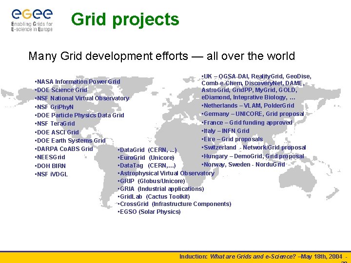 Grid projects Many Grid development efforts — all over the world • UK –