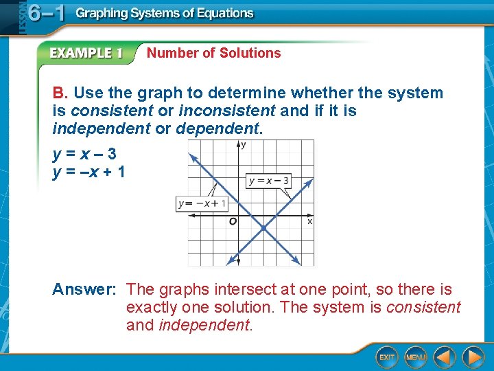 Number of Solutions B. Use the graph to determine whether the system is consistent