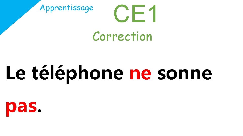 Apprentissage CE 1 Correction Le téléphone ne sonne pas. 