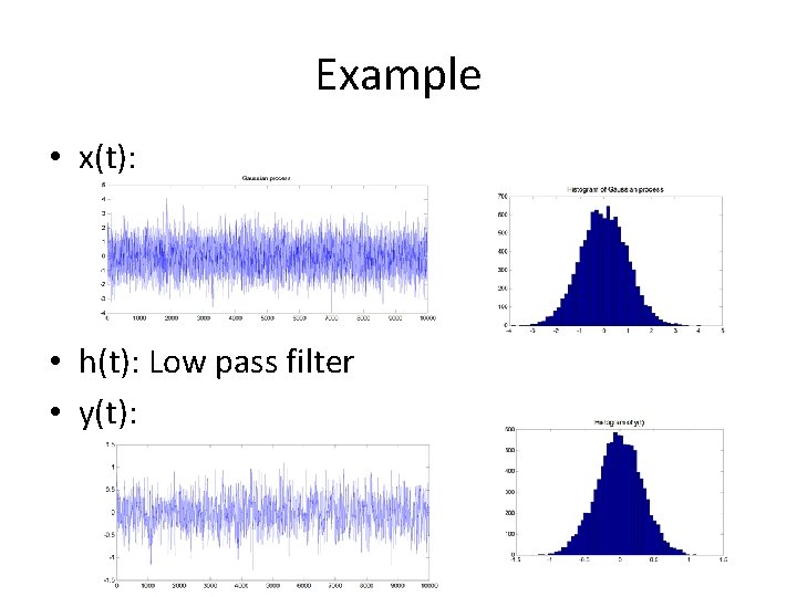 Example • x(t): • h(t): Low pass filter • y(t): 