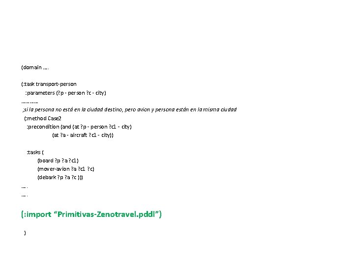 (domain …. . (: task transport-person : parameters (? p - person ? c