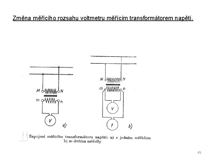 Změna měřícího rozsahu voltmetru měřícím transformátorem napětí. 45 