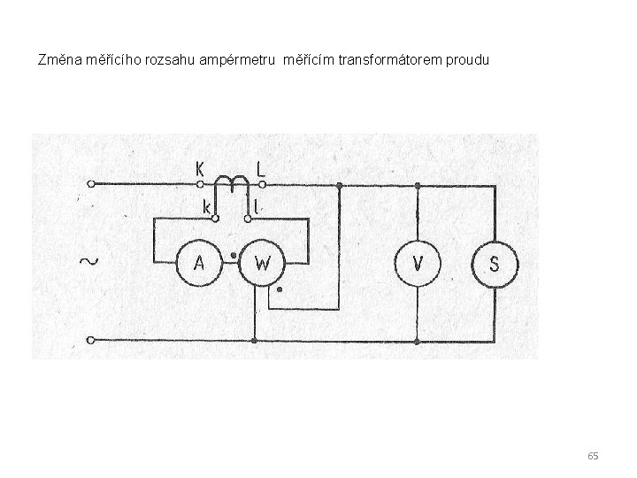 Změna měřícího rozsahu ampérmetru měřícím transformátorem proudu 65 