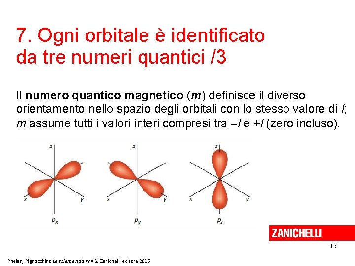 7. Ogni orbitale è identificato da tre numeri quantici /3 Il numero quantico magnetico