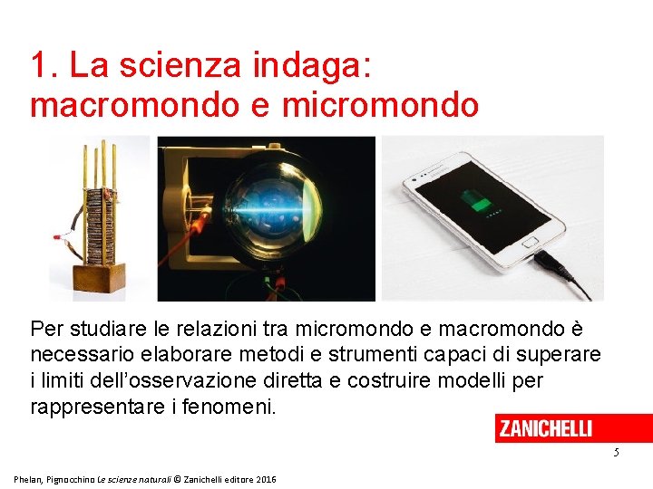 1. La scienza indaga: macromondo e micromondo Per studiare le relazioni tra micromondo e