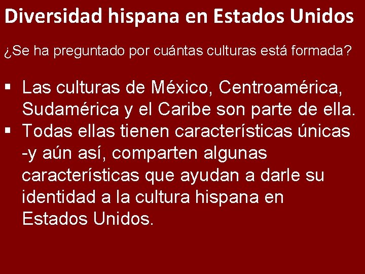 Diversidad hispana en Estados Unidos ¿Se ha preguntado por cuántas culturas está formada? §