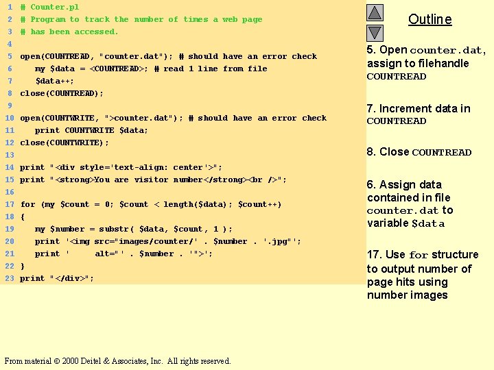 1 # Counter. pl 2 3 4 5 6 # Program to track the