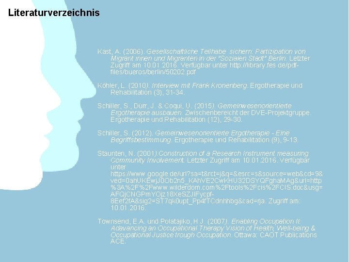 Literaturverzeichnis Kast, A. (2006). Gesellschaftliche Teilhabe sichern: Partizipation von Migrant innen und Migranten in