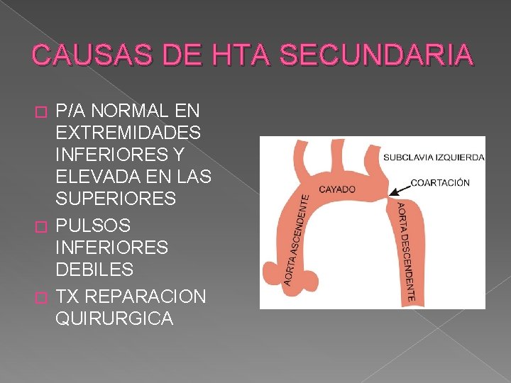 CAUSAS DE HTA SECUNDARIA P/A NORMAL EN EXTREMIDADES INFERIORES Y ELEVADA EN LAS SUPERIORES