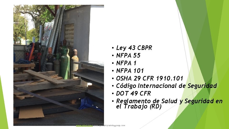  • • Ley 43 CBPR NFPA 55 NFPA 101 OSHA 29 CFR 1910.