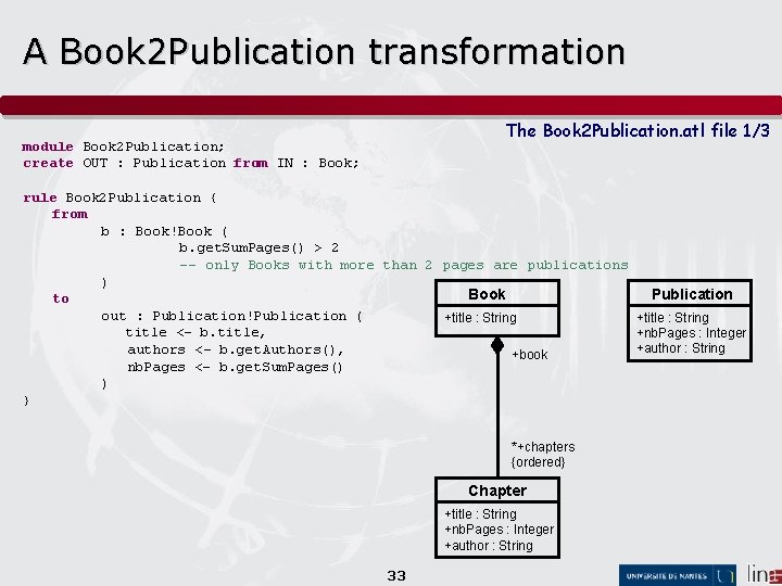 A Book 2 Publication transformation The Book 2 Publication. atl file 1/3 module Book