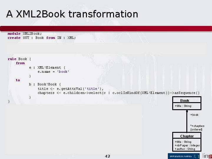A XML 2 Book transformation module XML 2 Book; create OUT : Book from