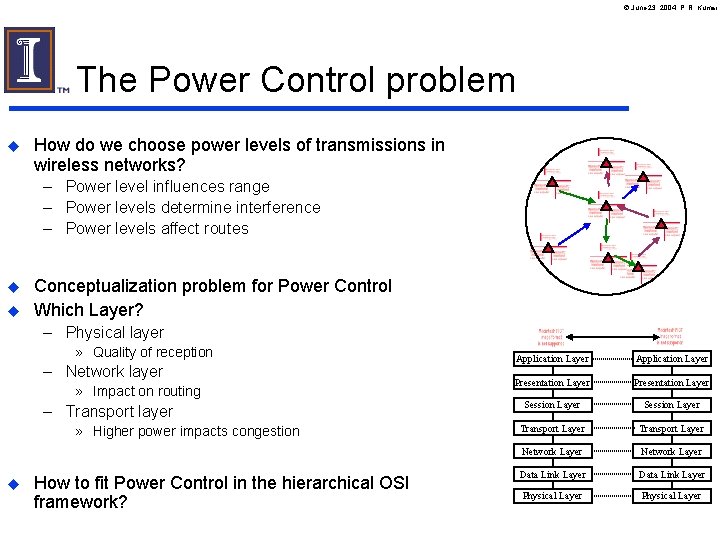 June 23, 2004, P. R. Kumar The Power Control problem u How do June 23, 2004, P. R. Kumar The Power Control problem u How do