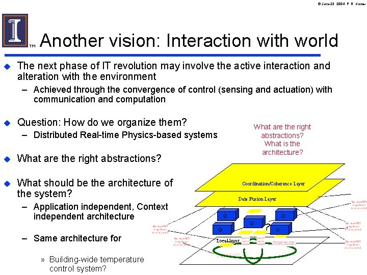 June 23, 2004, P. R. Kumar Another vision: Interaction with world u The June 23, 2004, P. R. Kumar Another vision: Interaction with world u The
