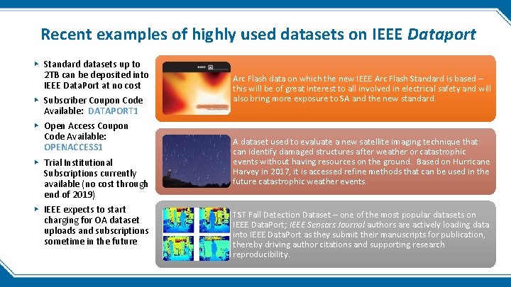 Recent examples of highly used datasets on IEEE Dataport ▸ Standard datasets up to Recent examples of highly used datasets on IEEE Dataport ▸ Standard datasets up to