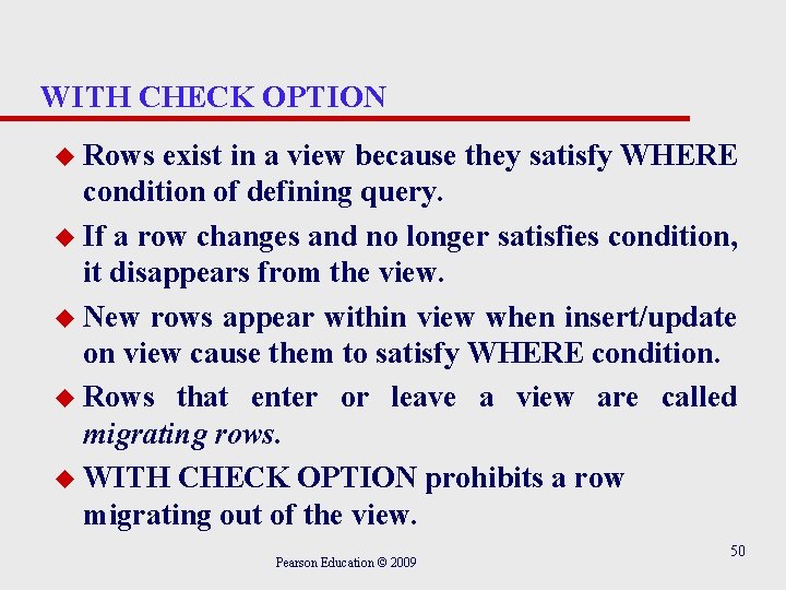 Chapter 7 SQL Data Definition Pearson Education 2009