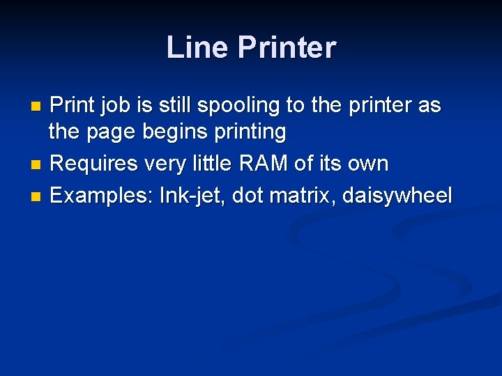 Line Printer Print job is still spooling to the printer as the page begins