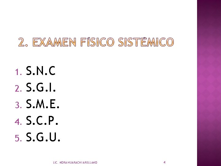 S. N. C 2. S. G. I. 3. S. M. E. 4. S. C.