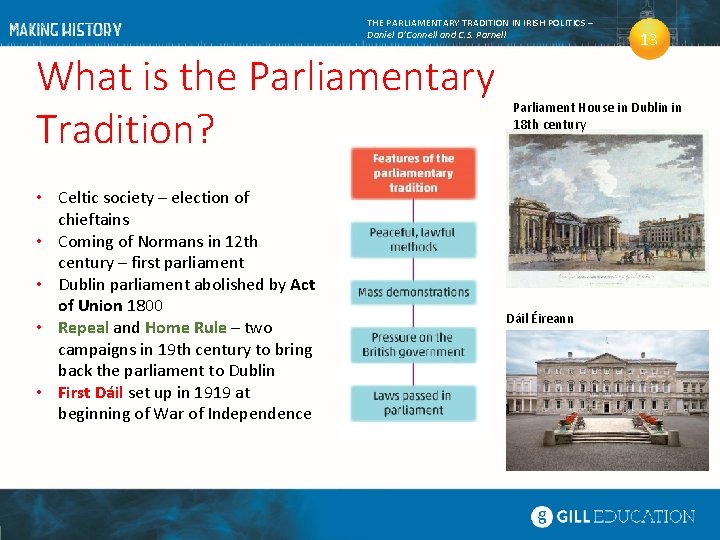 THE PARLIAMENTARY TRADITION IN IRISH POLITICS – Daniel O’Connell and C. S. Parnell What