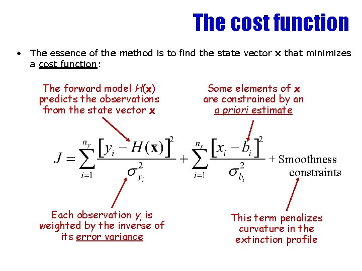 The cost function • The essence of the method is to find the state