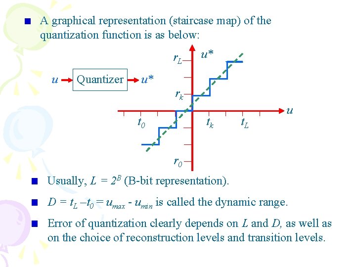 A graphical representation (staircase map) of the quantization function is as below: r. L