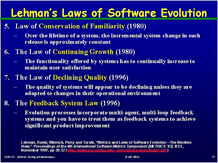 Lehman’s Laws of Software Evolution 5. Law of Conservation of Familiarity (1980) – Over Lehman’s Laws of Software Evolution 5. Law of Conservation of Familiarity (1980) – Over