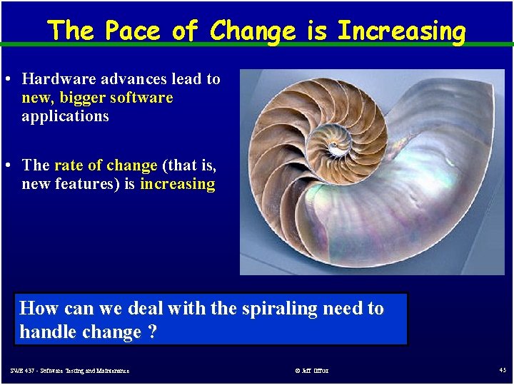 The Pace of Change is Increasing • Hardware advances lead to new, bigger software The Pace of Change is Increasing • Hardware advances lead to new, bigger software