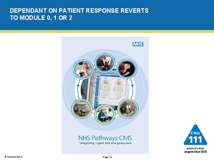 DEPENDANT ON PATIENT RESPONSE REVERTS TO MODULE 0, 1 OR 2 © Harmoni 2013