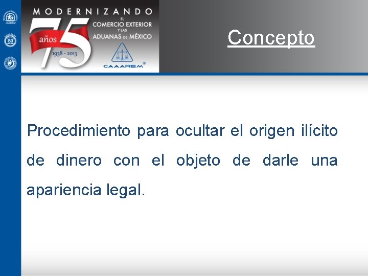 Concepto Procedimiento para ocultar el origen ilícito de dinero con el objeto de darle