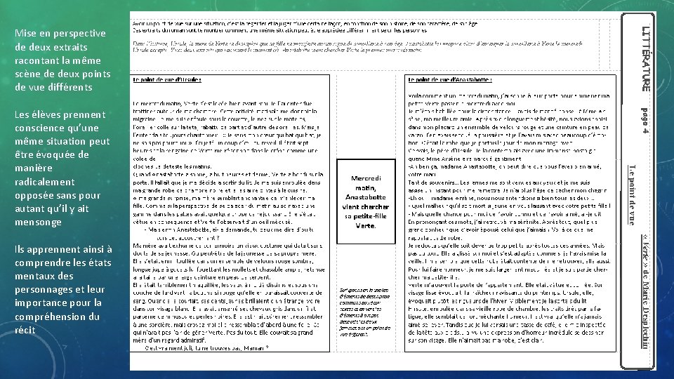 Mise en perspective de deux extraits racontant la même scène de deux points de