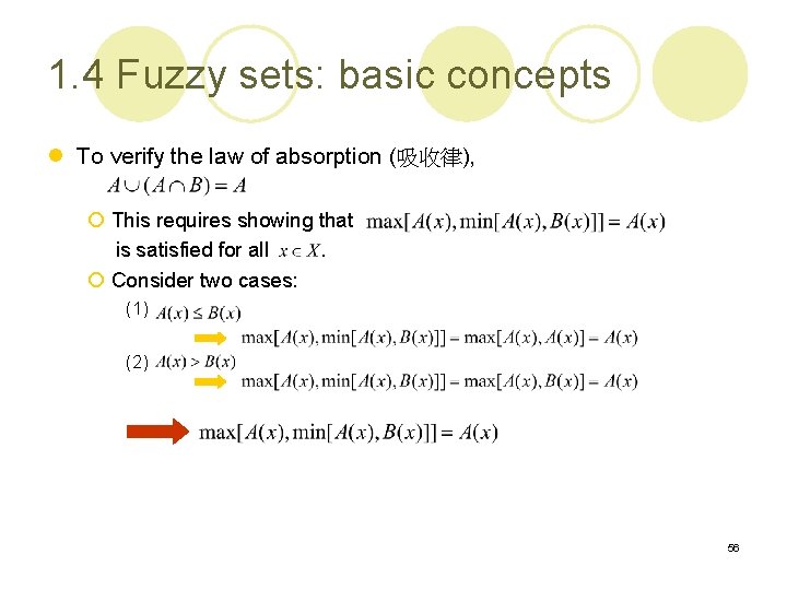 1. 4 Fuzzy sets: basic concepts l To verify the law of absorption (吸收律),