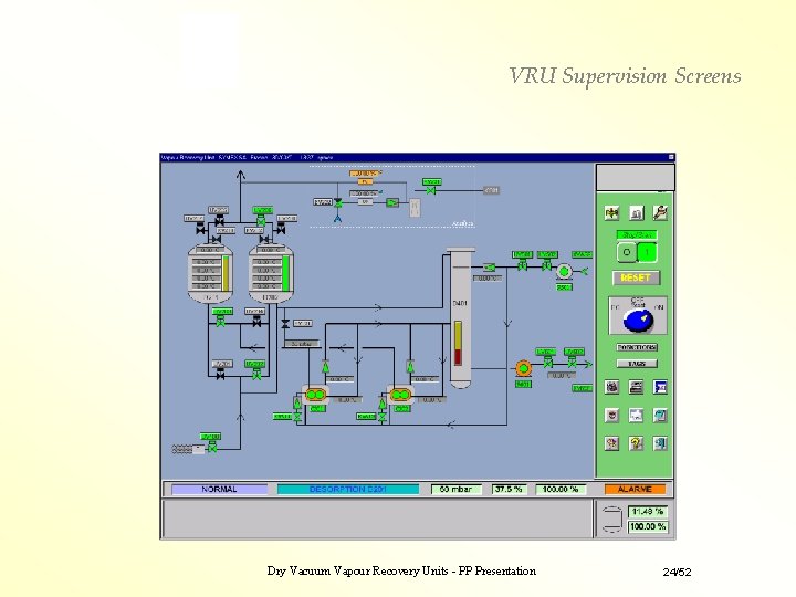 VRU Supervision Screens Dry Vacuum Vapour Recovery Units - PP Presentation 24/52 VRU Supervision Screens Dry Vacuum Vapour Recovery Units - PP Presentation 24/52