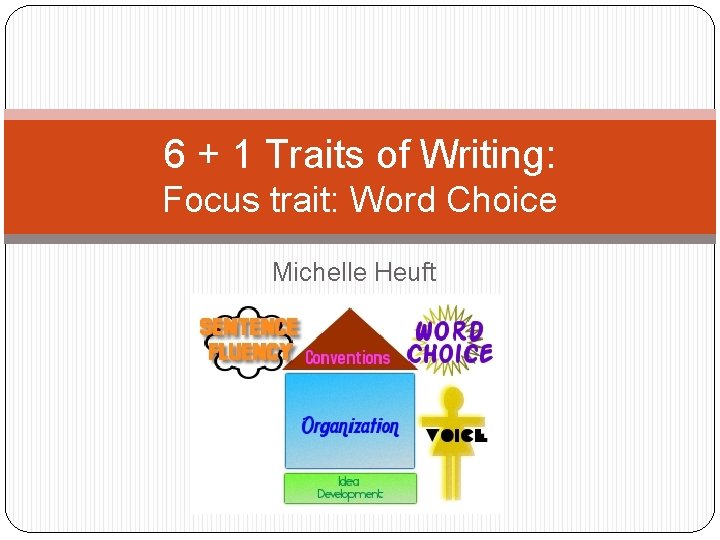 6 + 1 Traits of Writing: Focus trait: Word Choice Michelle Heuft 